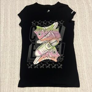 Converse Girl’s Sparkle Shoe, Black, Small (8-10 Years) Sleeveless Shirt
